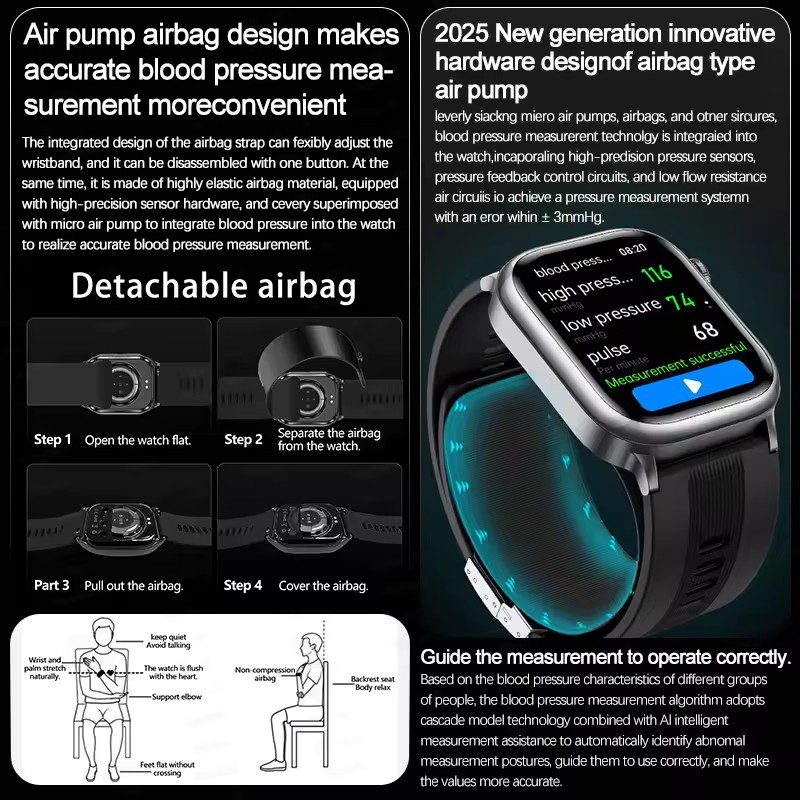 2025New Air Pump Airbag Accura - Fall Detection Watch incelemesi ve fiyatı