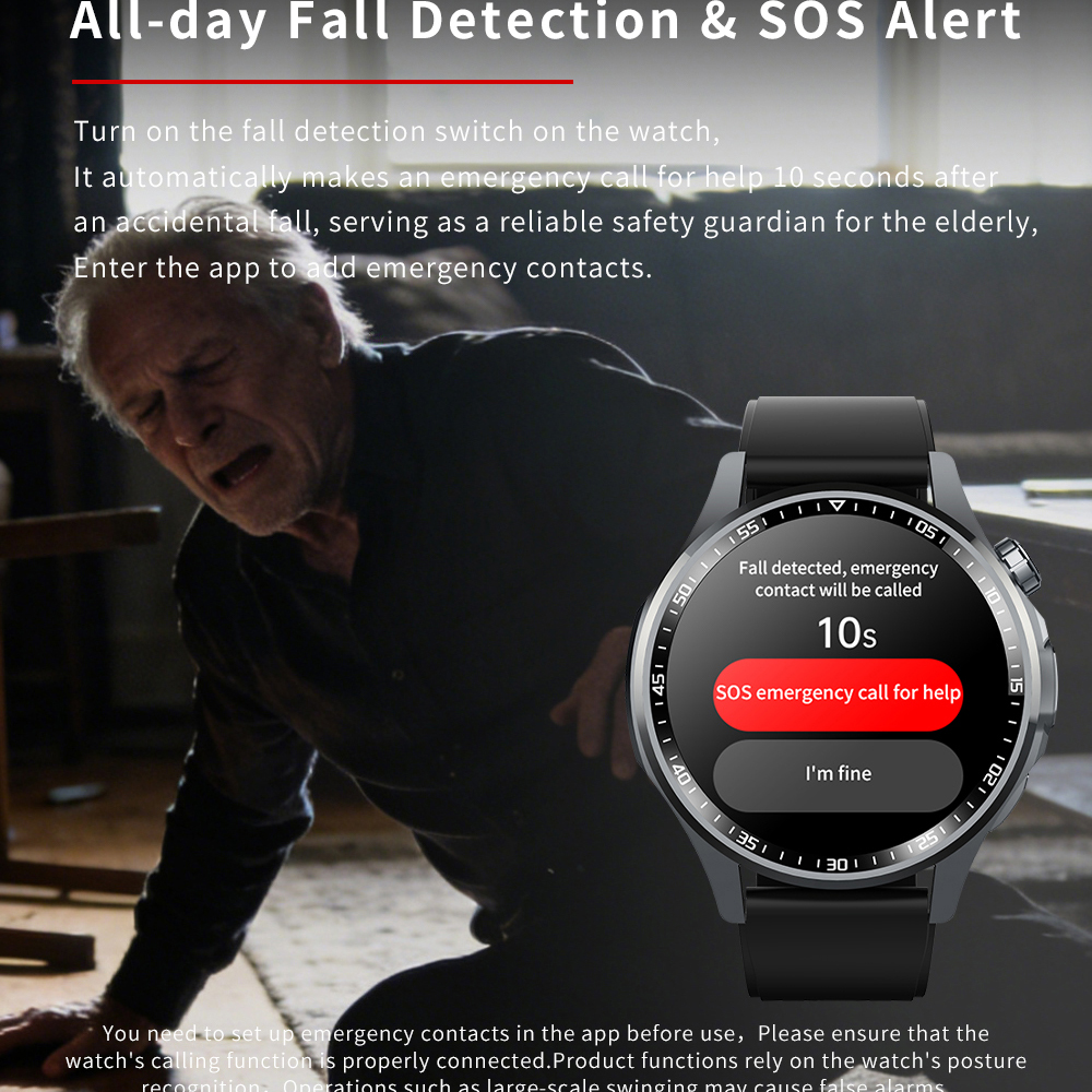 SOS Alert Heart Rate Fitness S - Fall Detection Watch incelemesi ve fiyatı